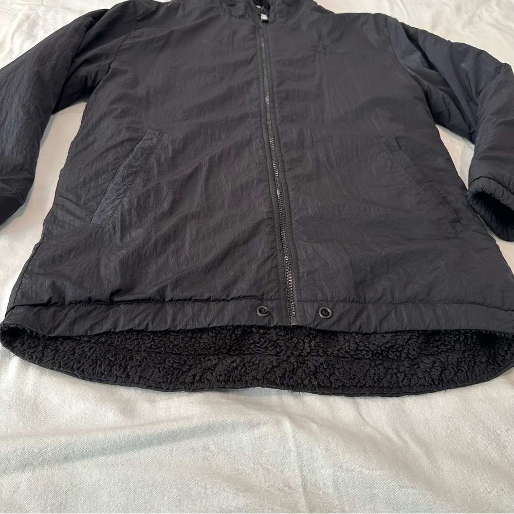 PINK Victoria's Secret Softshell Fleece Jacket Hoodie Black Winter Long Line XS - Picture 4 of 11